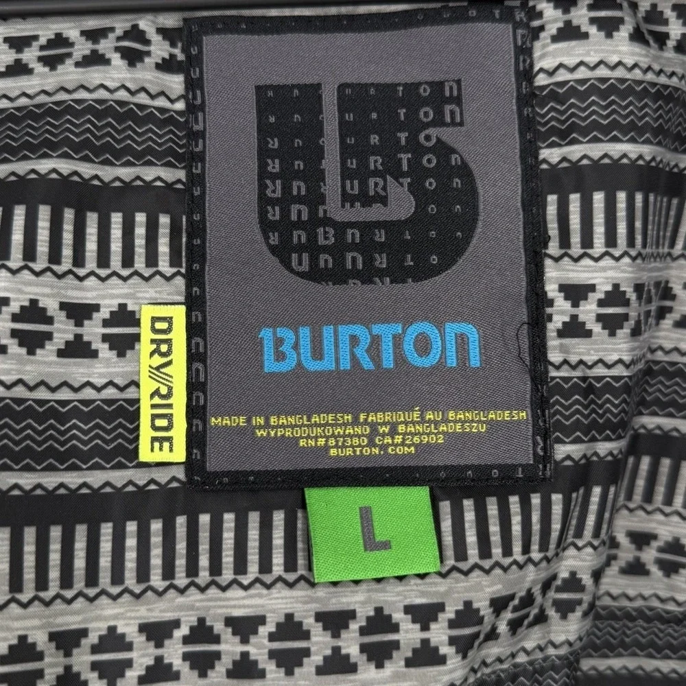 Burton Sutton DryRide 10K Snowboard Ski Jacket Mens L Gray Yellow Green Hooded